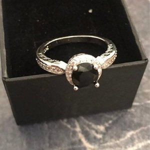Size 9 BLACK DIAMOND RING/ 925